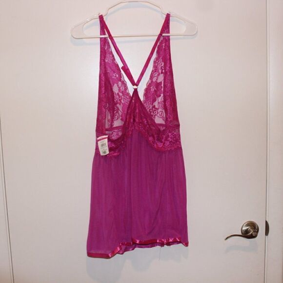 NEW Seven 'til Midnight Pink Sheer Back Strap babydoll mini Dress Women 1X - Picture 7 of 10